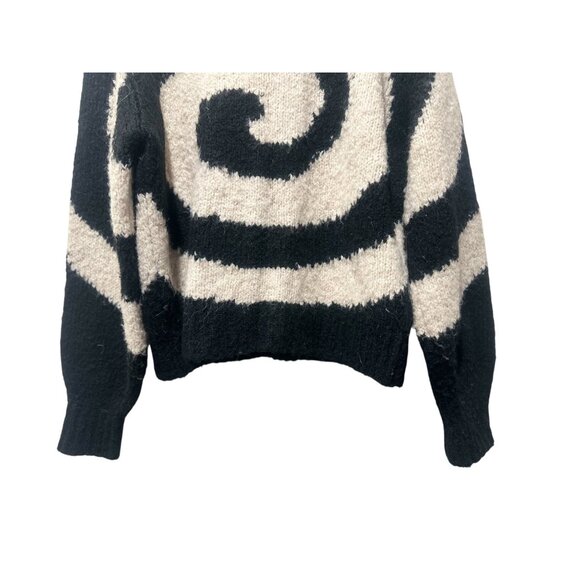 Paloma Wool Twister Sweater Women Medium Off White Black Fuzzy Psychedelic Indie - Picture 14 of 16